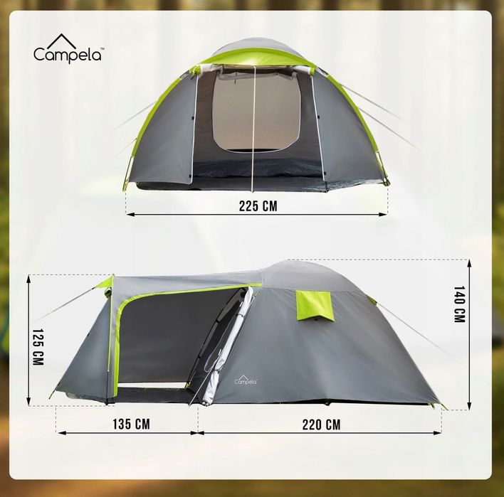 Namiot TURYSTYCZNY 4 os Rodzinny KEMPINGOWY Iglo Wodoodporny 225 cm