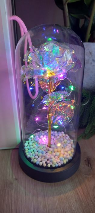 Wieczna róża biała led nowa