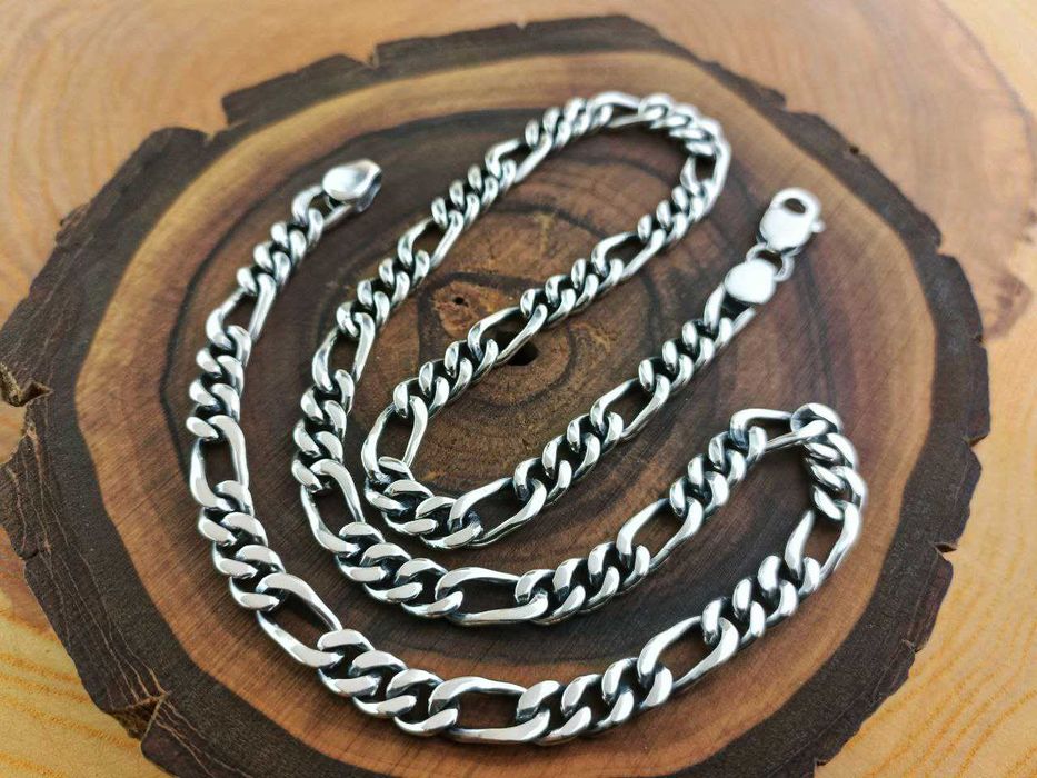 Серебряная цепочка Фигаро, Панцирь со вставками. Ланцюг Фігаро, Панцир