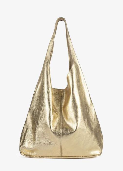 Torebka damska skórzana złota shopper bag – model
