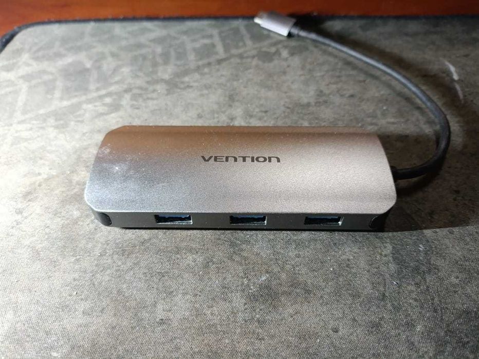 USB HUB 5 в 1 Vention Type-C-USB-MicroUSB 4USB 3.0 2A 5Gbps 0.15m Grey