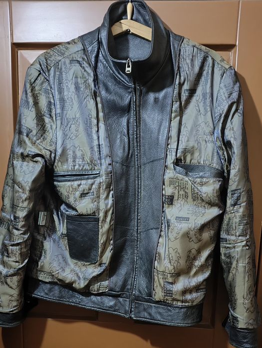 Мужская  кожаная куртка, черная  XL- 50/52