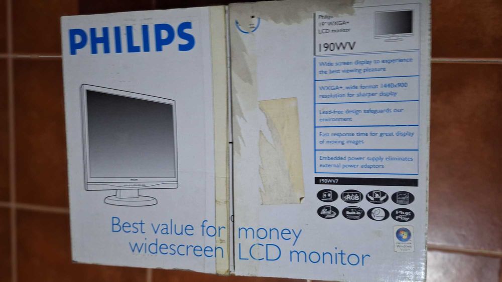 Monitor Philips 19" Widescreen (LCD) – Como Novo / Na Caixa
