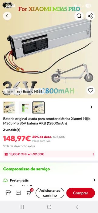 Bateria trotinete xiaomi m365 pro