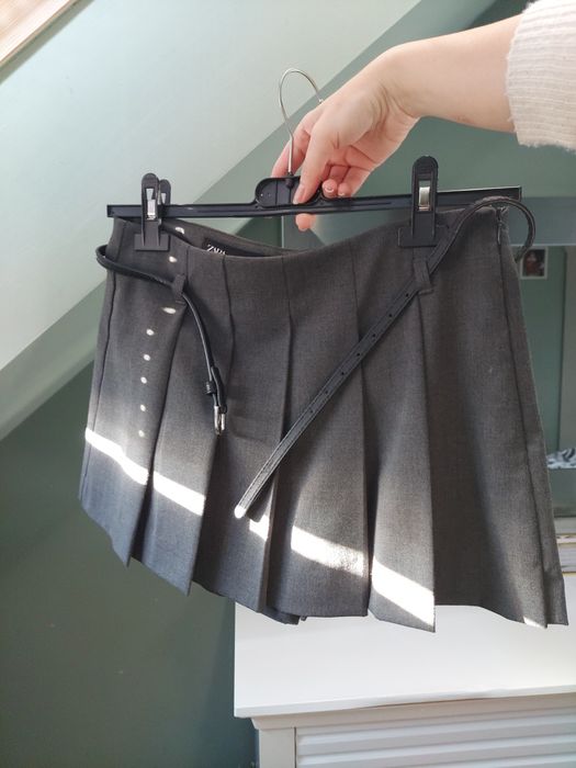 Spódniczko-spodenki Zara xs szare z paskiem mini