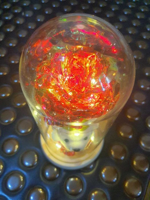 Кришталева троянда в колбі з ведмедиком і сердечком I Love You.153