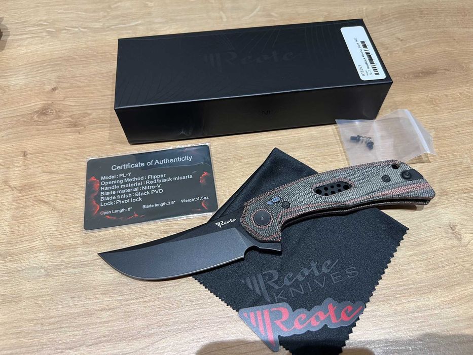 Nóż Reate PL-7 Red/Black Micarta, Black PVD / PL7