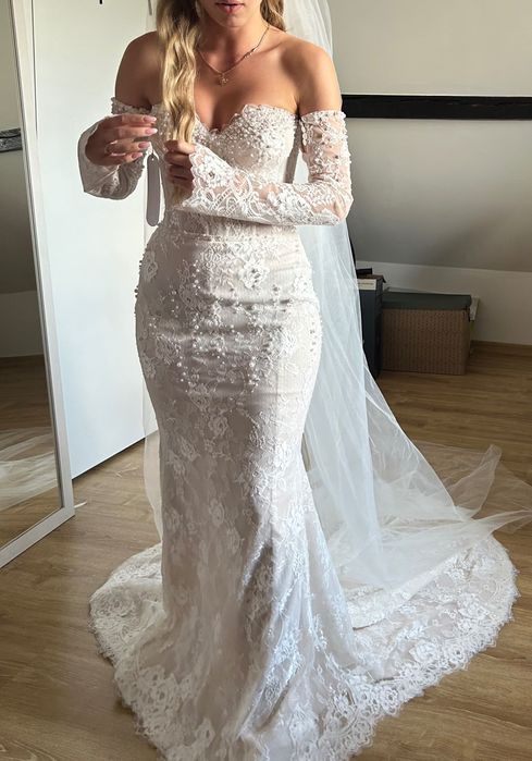 Koronkowa suknia ślubna Luce Sposa o kroju syrenki