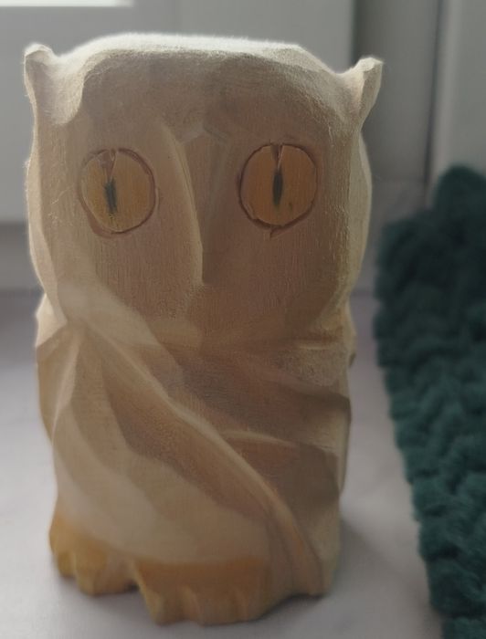 Drewniana sowa ozdoba dekoracja figurka na prezent