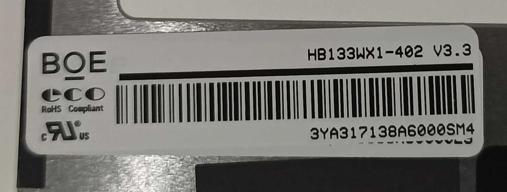Матрица 13,3" (1366х768) slim 30 pin, матовая, BOE HB133WX1 -402 v3.3