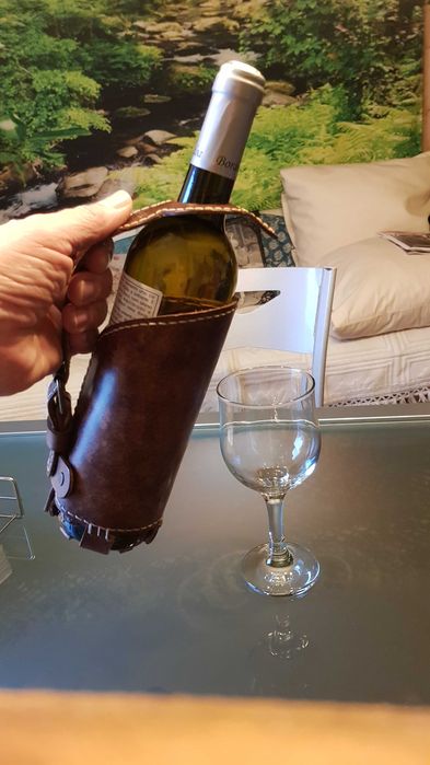 Natal - Porta garrafa Couro Vegetal Personalizado