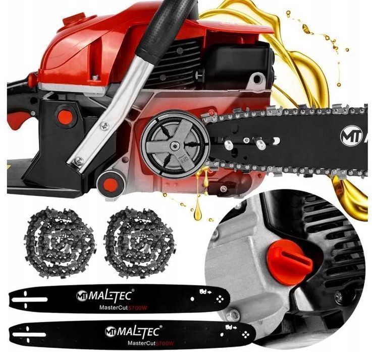 5.7KM MOCNA Piła Spalinowa Maltec Łańcuchowa Pilarka 2 PROWADNICE