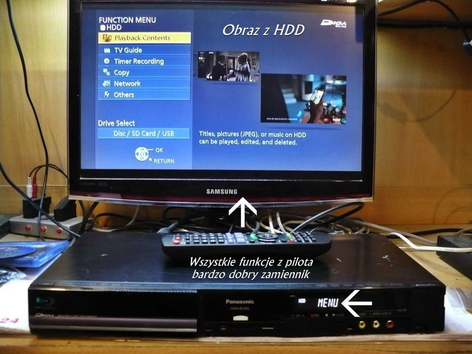 Panasonic DMR-BS785 z HDD i nagrywarką BD z pilotem