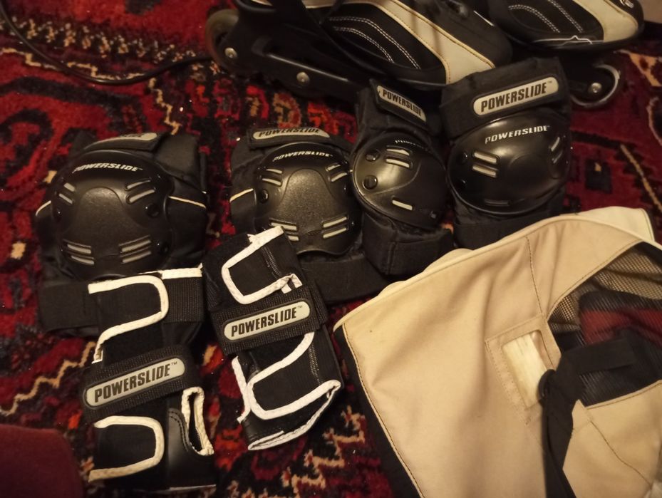 Patins em linha n. 38 + proteções + saco