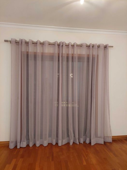 Varão de cortinado em inox + cortinado