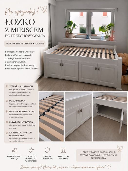Wysokie łóżko z szafkami