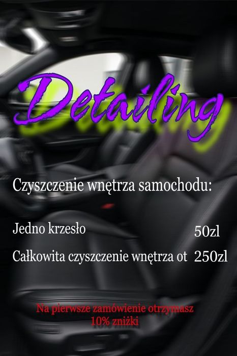 Pranie tapicerki, diteling auto