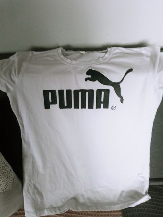 Koszulka logo Puma XL biala damska bawelna