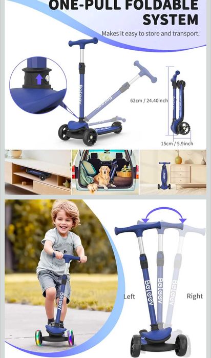 Самокат BELEEV A8 для детей от 3 до 12 лет