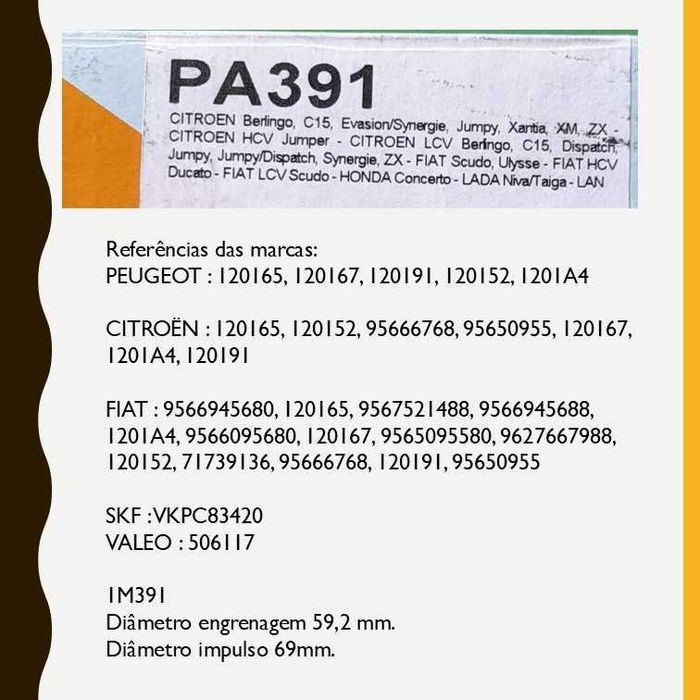 Kit distribuição Peugeot 306 motor 1.9 diesel XUD9TE 1998