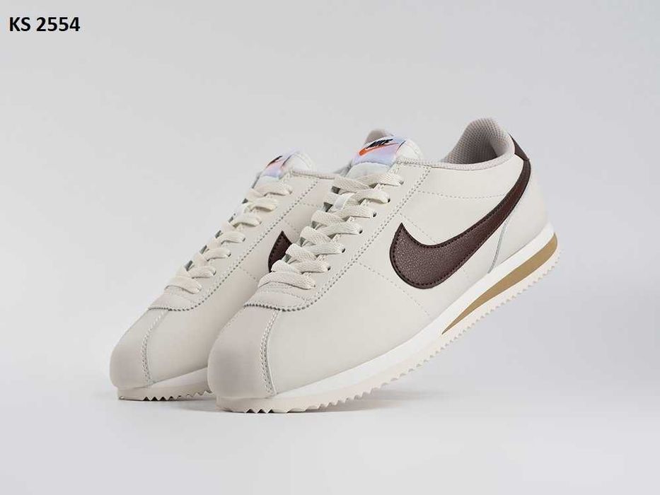 Мужские кроссовки Nike Cortez White-Brown. Размеры 40-45