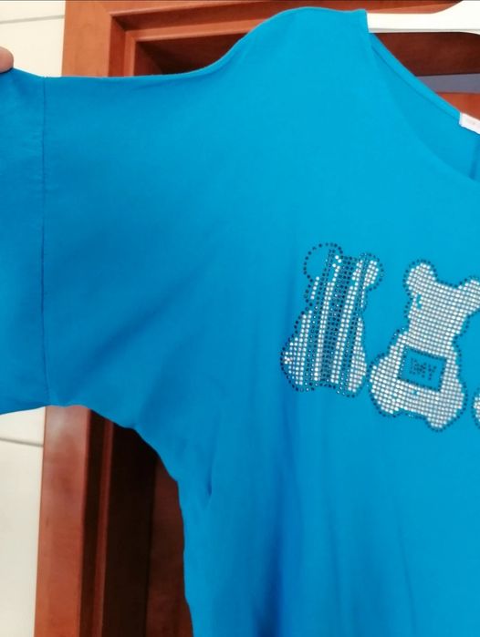 Bluzeczka niebieska na krótki rękaw roz uniwersalny