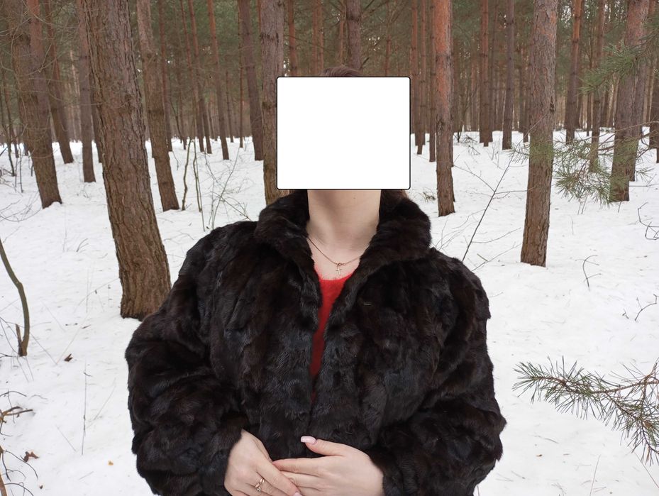 Piekne Futro z norek , norki naturalne - główki , czekoladowe S/M