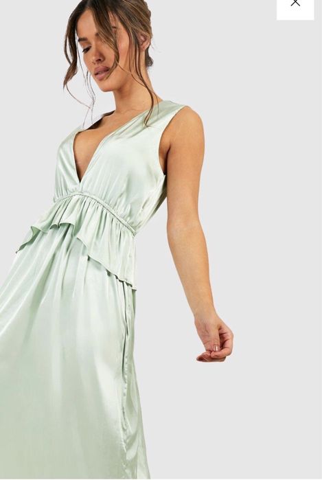 Vestido verde água tecido acetinado elastico novo a estrear