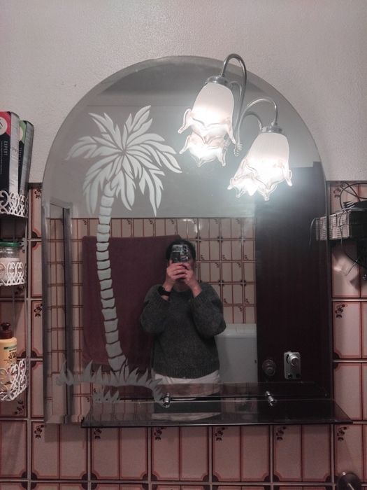 Espelho de casa de banho 90×70 cm com iluminação 3 lâmpadas