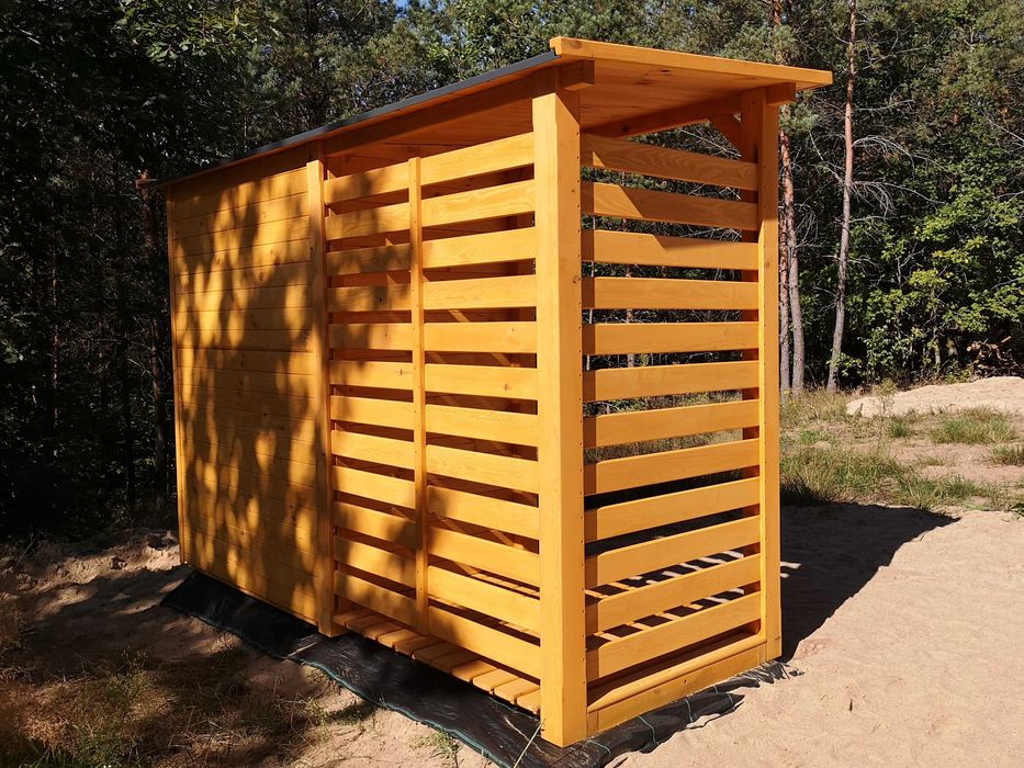 Drewutnia 1,5 x 1,1m + domek narzędziowy 1,5 x 1,1m wiata