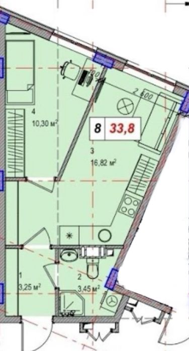 1-кімнатна квартира за адресою (площа 33,8 м²) - Atlanta.ua - фото 2