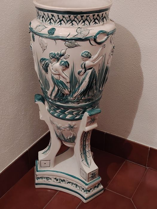 Jarrão em Porcelana Branco e Verde