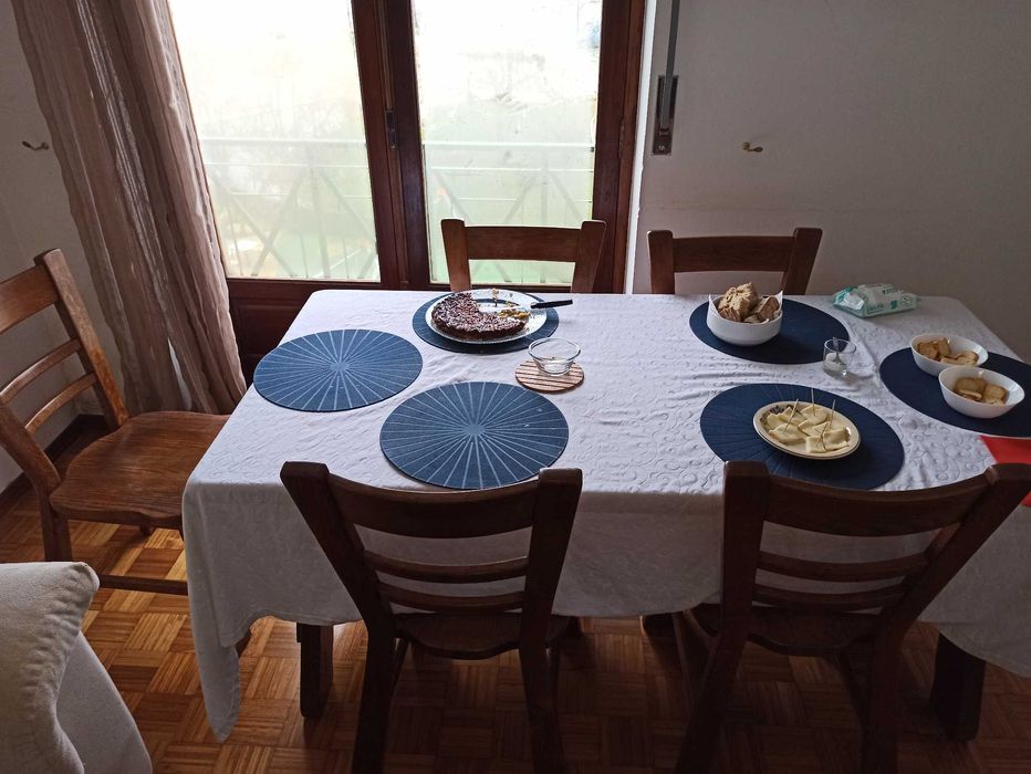 Mesa jantar rústica madeira maciça 170x85cm + 6 cadeiras