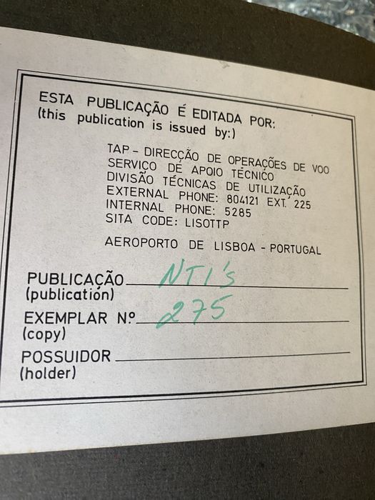 Manuais de Operaçoes Boeing 707 TAP