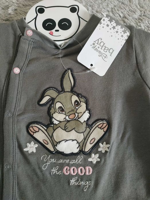 Nowy pajacyk dla dziewczynki/szary/króliczek/Tuptuś/Bambi/Smyk/r.92