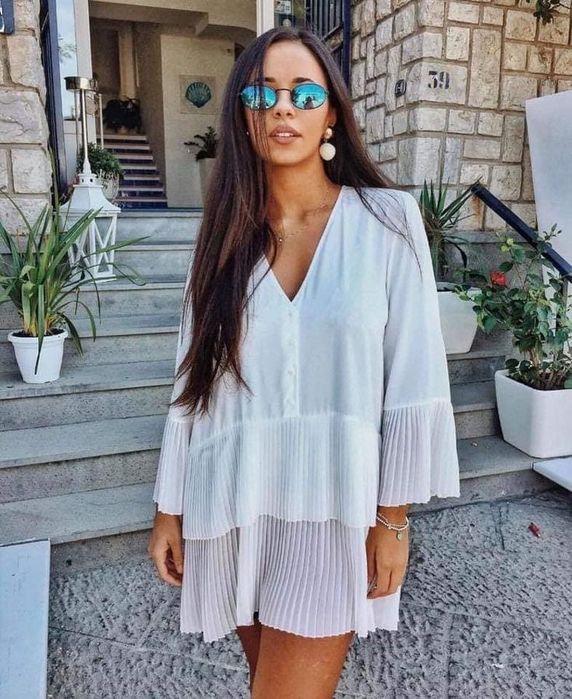 Zara плесированое платье