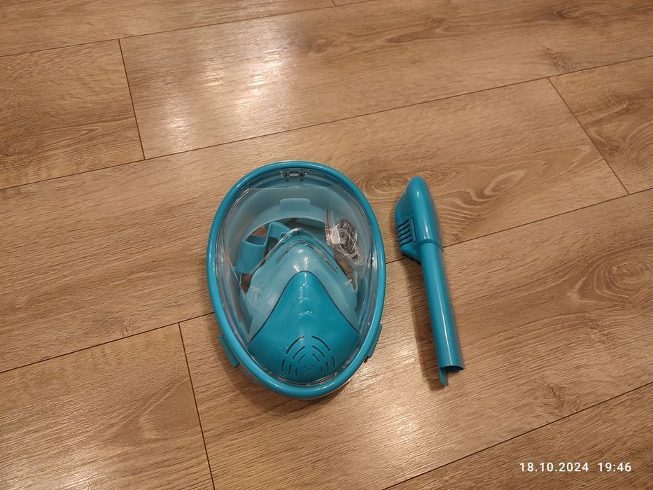 Nowa zielona maska do nurkowania pełnotwarzowa XS