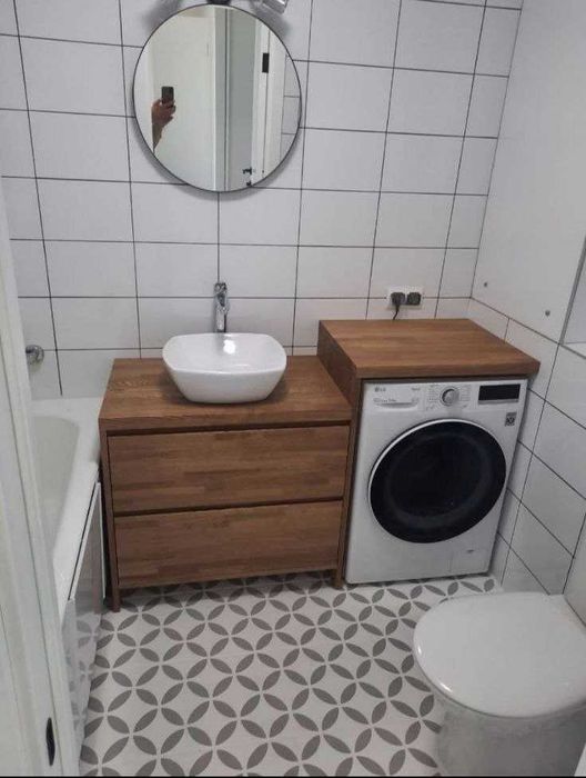 Столешница из дерева в ванную комнату