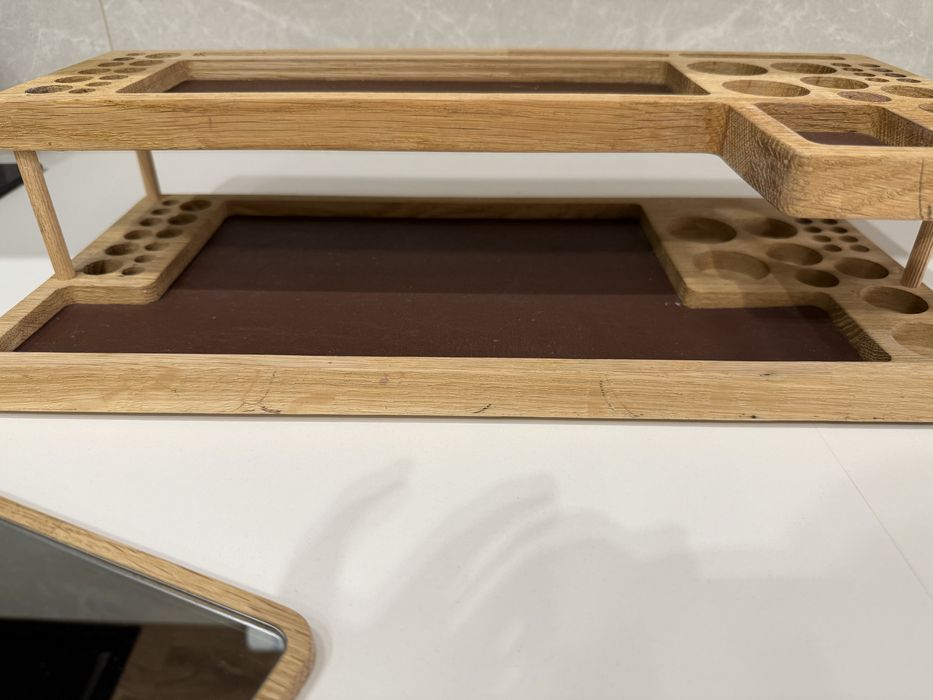 Органайзер косметичний деревʼяний з дзеркалом (для косметики, пензлів)