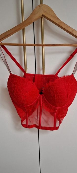 Top gorset koronkowy push up z cyrkoniami Victoria's Secret