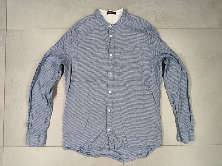 Koszula męska letnia Samsoe Samsoe 100% len roz. L slim fit ze stójką bez kołnierzyka