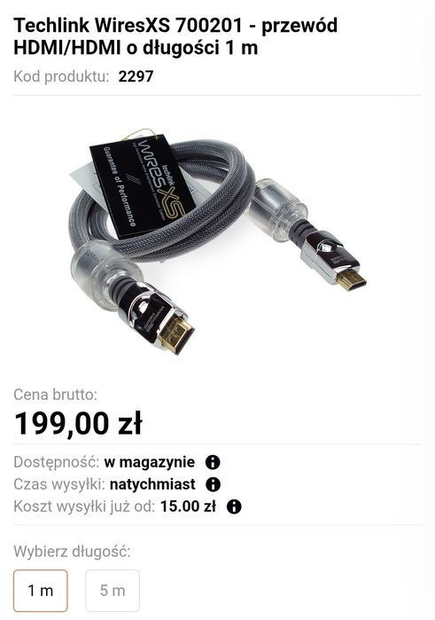 Kabel HDMI Techlink Wires XS. Tanio