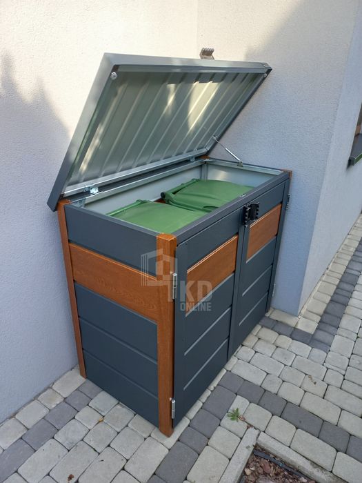 Zabudowa Koszy Na Śmieci Wiata Obudowa 120X65X110 Cm 2X120L Tkd332