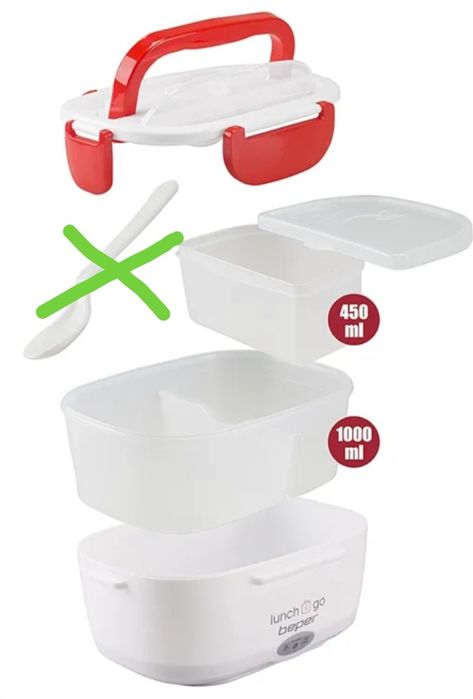 Elektryczny lunch box. Podgrzewacz do żywności 40W BEPER biały,czerwon