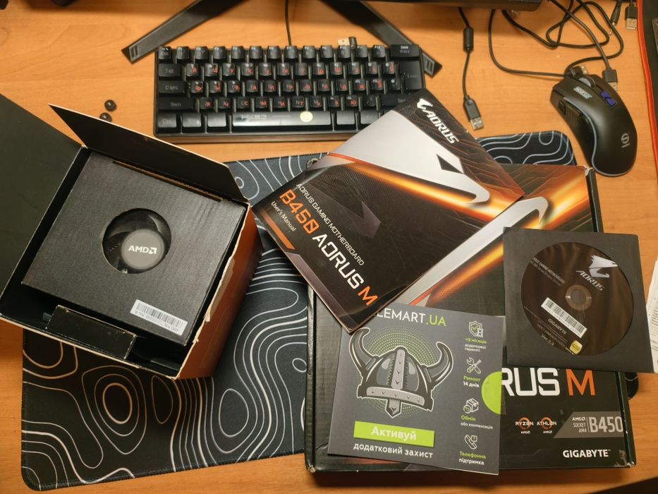 ГАРАНТІЯ Gigabyte AORUS B450M + Ryzen 5 1600  BOX