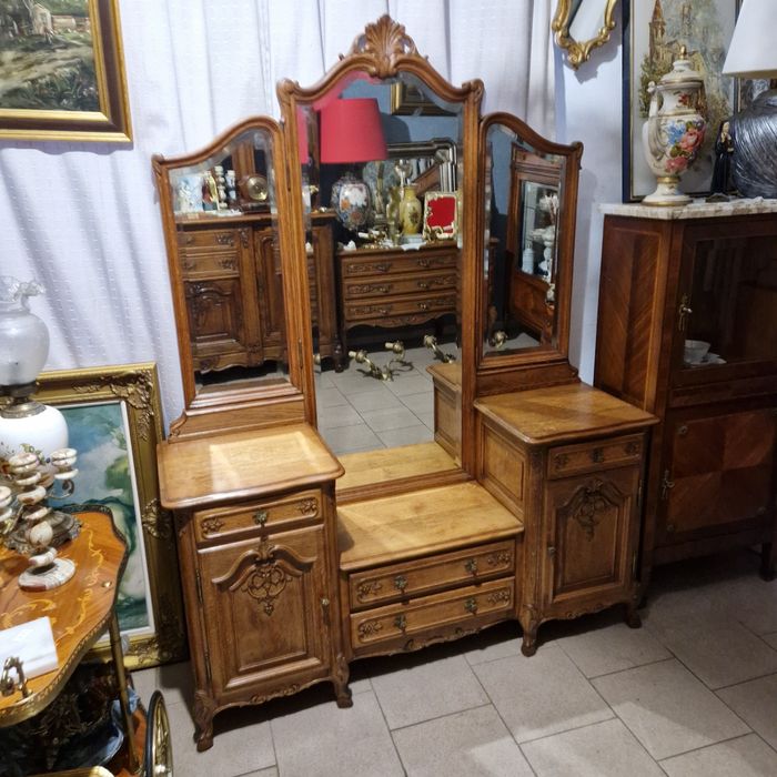 Piękna dębowa francuska toaletka