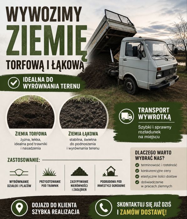 Ziemia torfowa z transportem