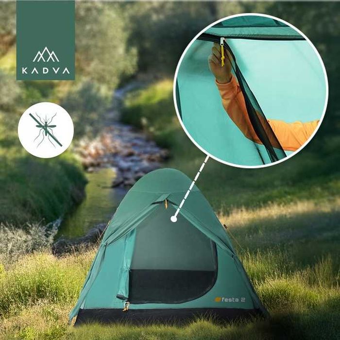 Lekki namiot kempingowy 2 osobowy KADVA turystyczny WODOODPORNY