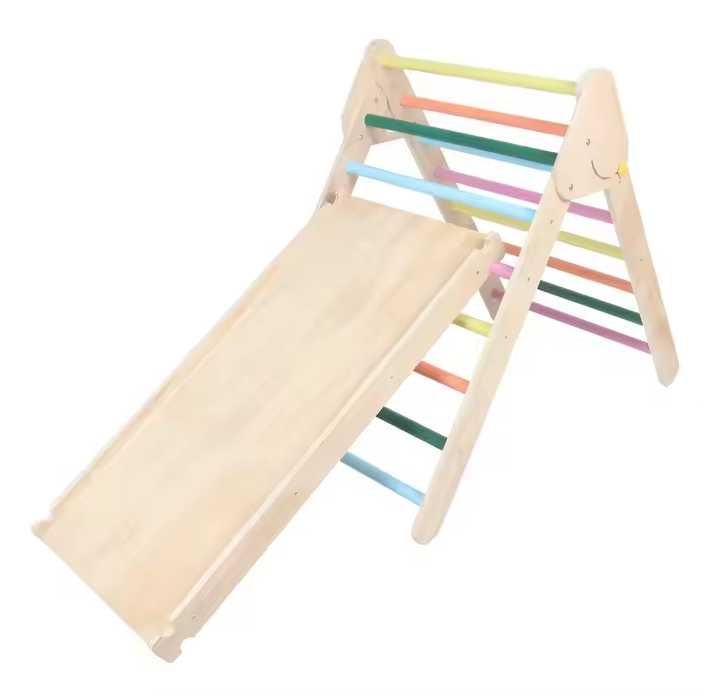 Drewniany Plac Zabaw 3w1 Drabinka, Bujak, Ścianka, Zestaw Wspinaczkowy