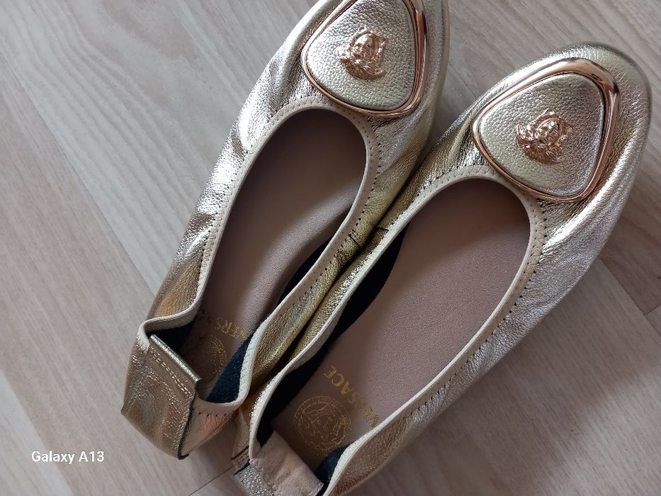 Versace meduza Złote baleriny damskie 38 skóra